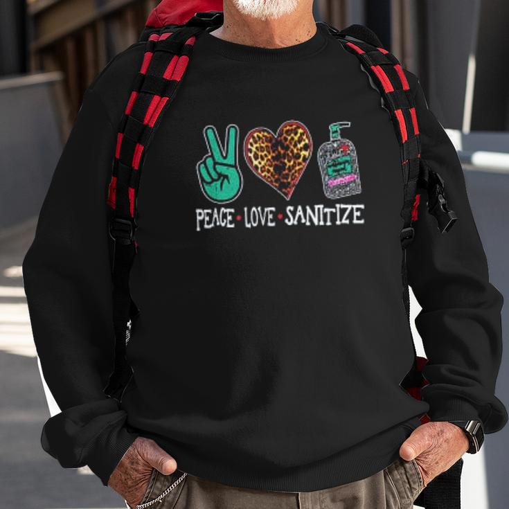 Peace Love Sanitize Funny Social Distancing Sweatshirt Gifts for Old Men