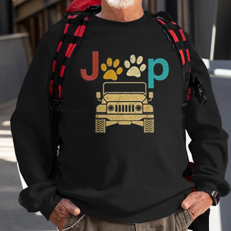 Vintage Jeeps Retro 70S Sunset Paws Print Dog Cat Lover Gift Sweatshirt Gifts for Old Men