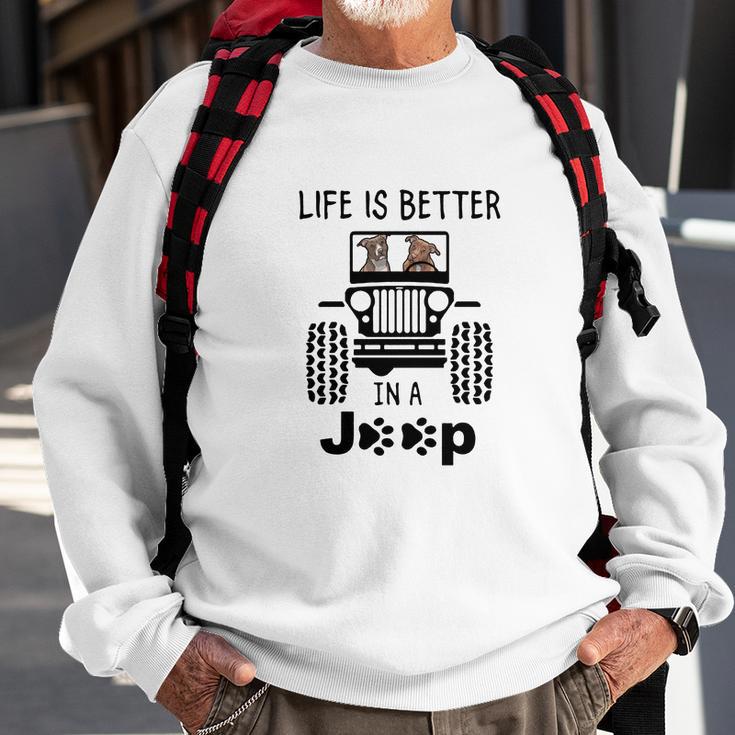 Pit Bull In A Jeep Sweatshirt Gifts for Old Men