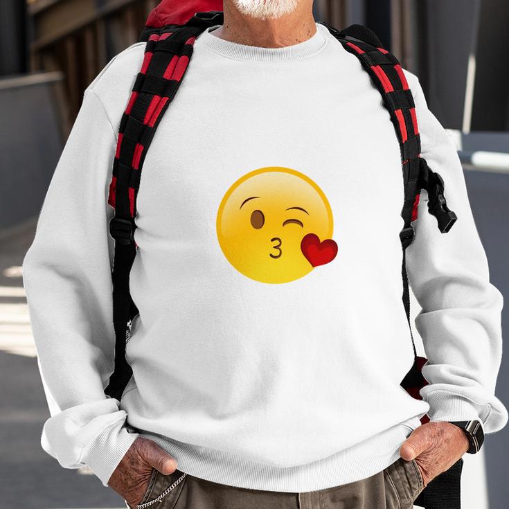 Winky Face Smiley With Heart Kiss Emoji Sweatshirt Gifts for Old Men