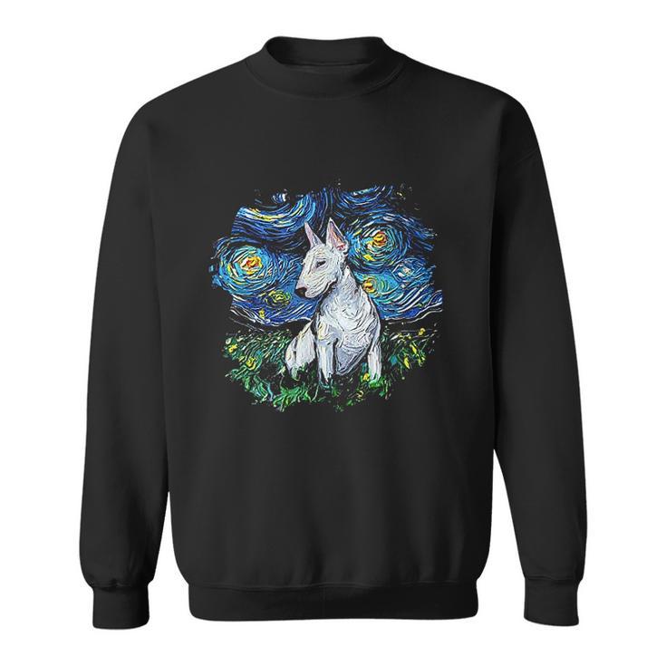 Bull Terrier Starry Night Impressionist Dog Art Sweatshirt