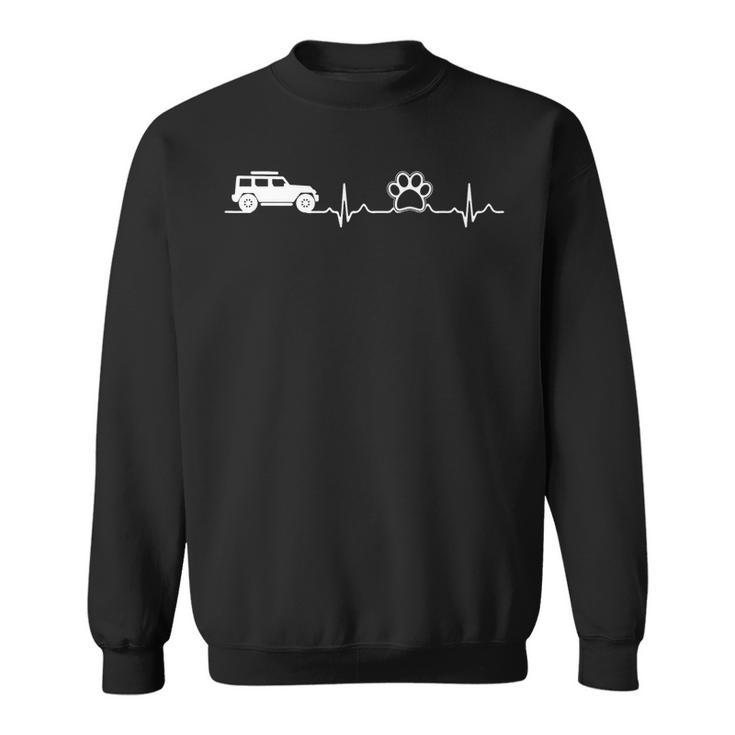 Jeeps And Paw Heartbeat For Jeepsdog And Cat Lovers Sweatshirt