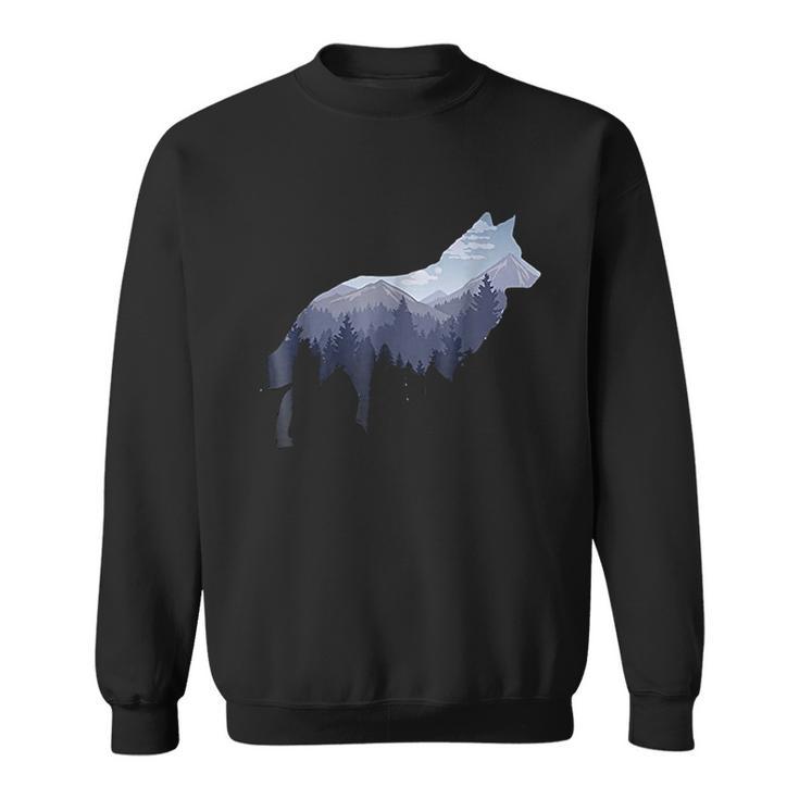 Lone Wolf Survives The Mountain Silhouette Art Sweatshirt