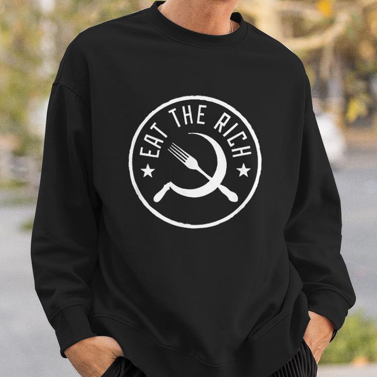 Eat The Rich Anti Consumption Satire Statement Sweatshirt Gifts for Him