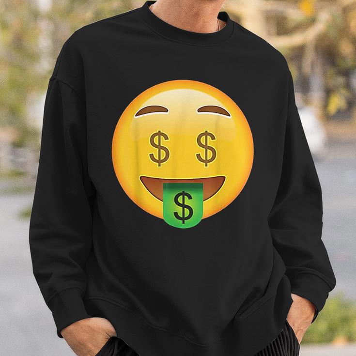 Emoji Money Face Cute Smile Dollar Signs Eyes Mouth Emotic Sweatshirt Gifts for Him