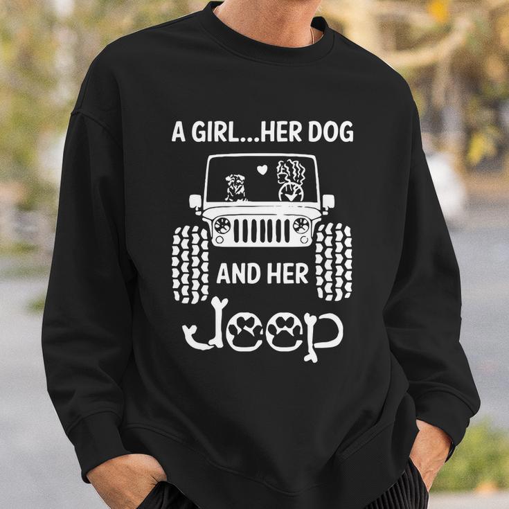 A Girl Her Dog And Her Jeep Sweatshirt Gifts for Him