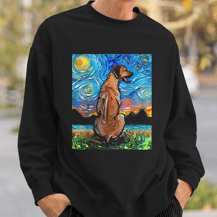 Rhodesian Ridgeback Starry Night Dog Official Art By Aja Sweatshirt Gifts for Him