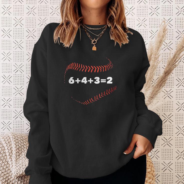 6 4 3 2 Double Play Baseball Player Gift Baseball Saying Sweatshirt Gifts for Her