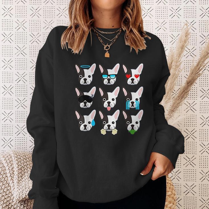 Emoji Boston Terrier Dog Faces Sweatshirt Gifts for Her