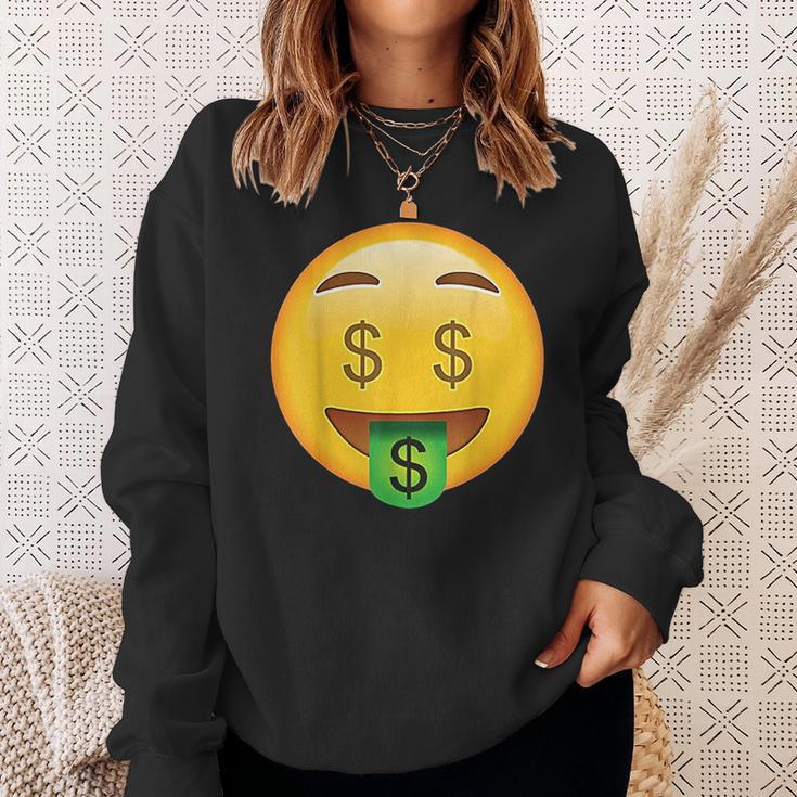 Emoji Money Face Cute Smile Dollar Signs Eyes Mouth Emotic Sweatshirt Gifts for Her