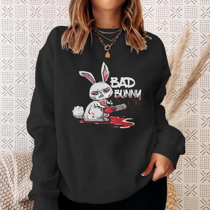 Funny Horror Rabbit Halloween Gift Evil Bad Bunny Sweatshirt Gifts for Her