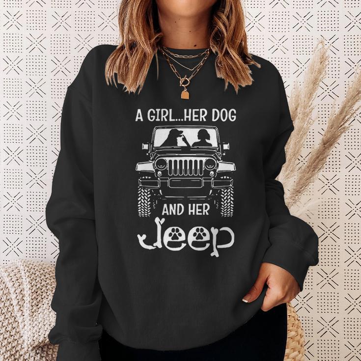 A Girl Her Dog And Her Jeep Sweatshirt Gifts for Her