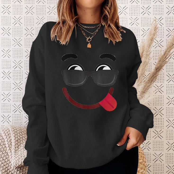 Halloween Emojis Costume Emoticon Smile Sunglasses Sweatshirt Gifts for Her