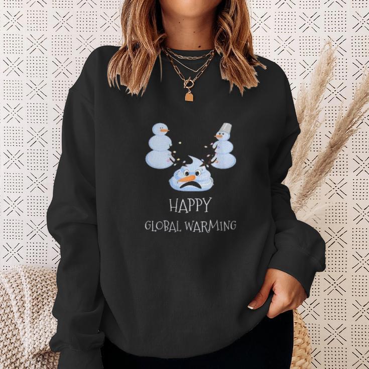 Happy Global Warming Snowmen Emoji Climate Change Sweatshirt Gifts for Her