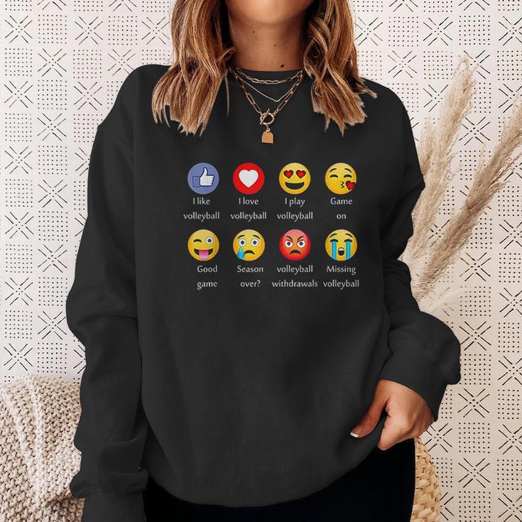 I Love Volleyball Funny Emoji Emoticons Graphic Sweatshirt Gifts for Her