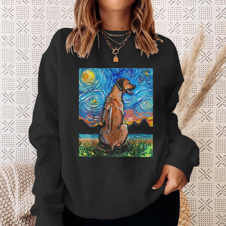 Rhodesian Ridgeback Starry Night Dog Official Art By Aja Sweatshirt Gifts for Her