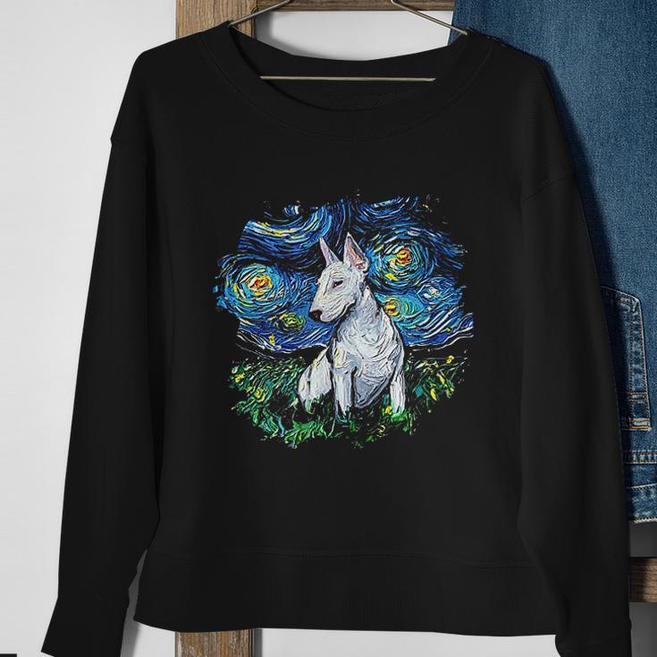 Bull Terrier Starry Night Impressionist Dog Art Sweatshirt Gifts for Old Women