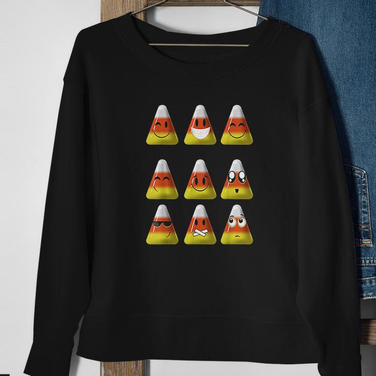 Candy Corn Emojis Halloween Cool Funny Emoticons Gift Sweatshirt Gifts for Old Women