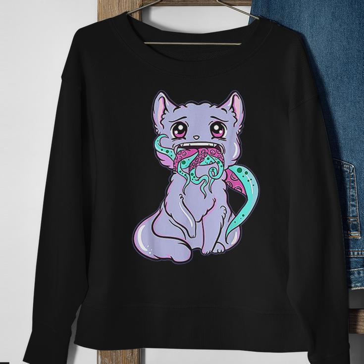 Creepy Kawaii Anime Cat Horror Pastel Goth Sweatshirt Gifts for Old Women