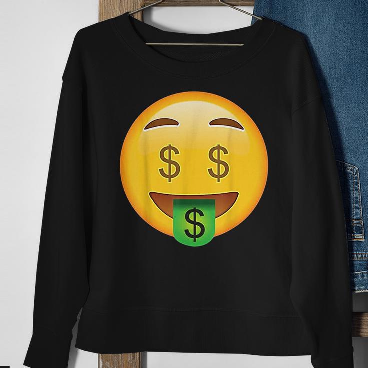 Emoji Money Face Cute Smile Dollar Signs Eyes Mouth Emotic Sweatshirt Gifts for Old Women