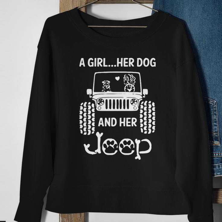 A Girl Her Dog And Her Jeep Sweatshirt Gifts for Old Women