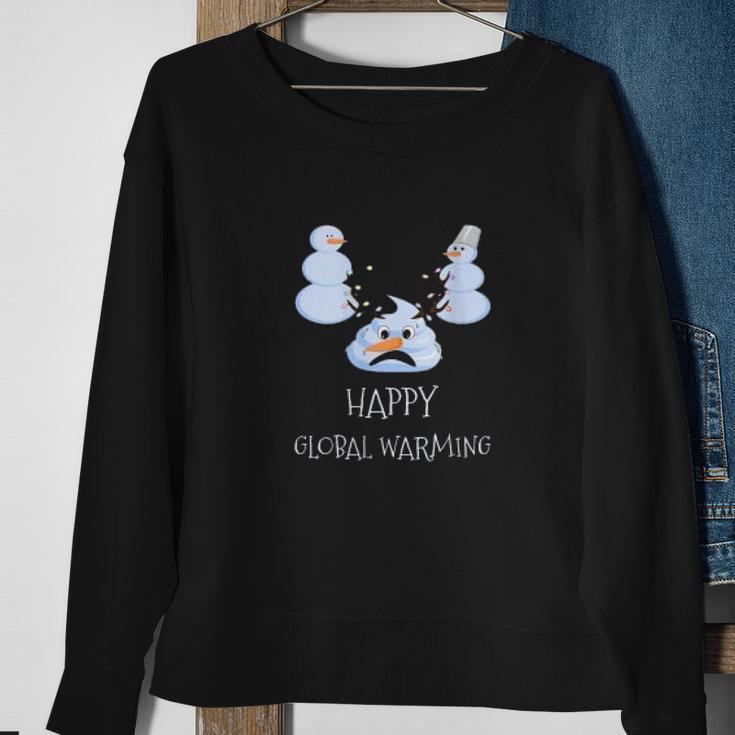 Happy Global Warming Snowmen Emoji Climate Change Sweatshirt Gifts for Old Women