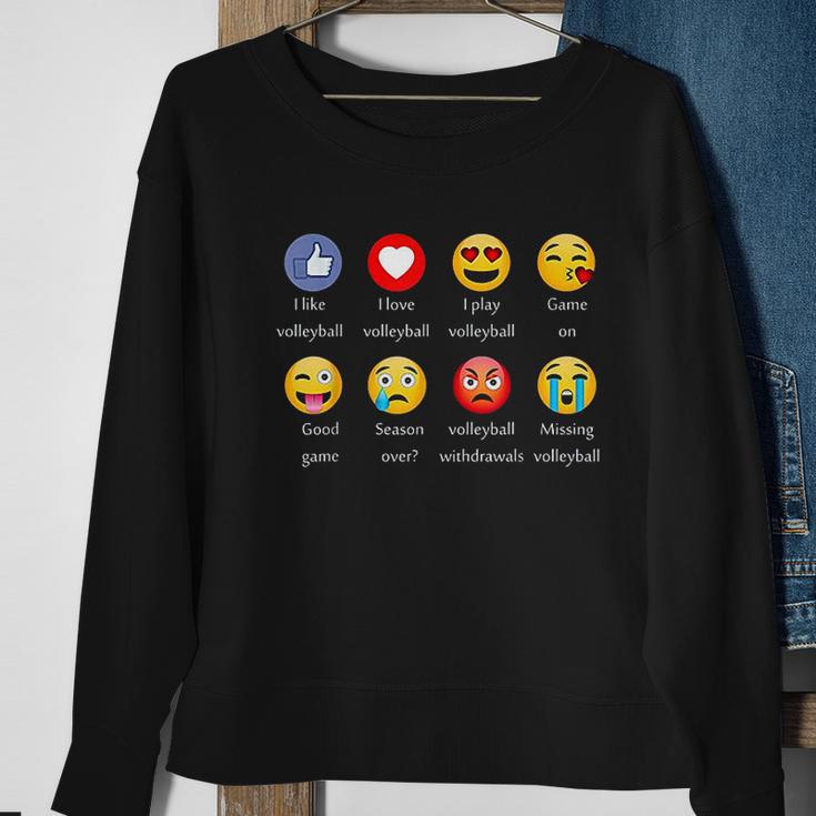 I Love Volleyball Funny Emoji Emoticons Graphic Sweatshirt Gifts for Old Women