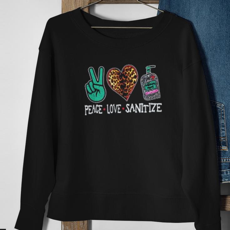 Peace Love Sanitize Funny Social Distancing Sweatshirt Gifts for Old Women