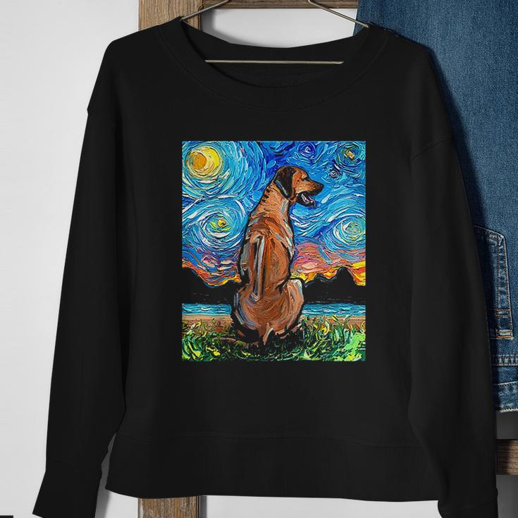 Rhodesian Ridgeback Starry Night Dog Official Art By Aja Sweatshirt Gifts for Old Women