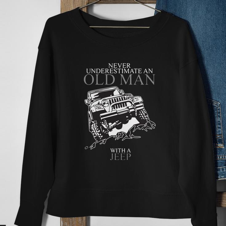 Never Underestimate An Old Man Jeep T-Shirts Sweatshirt Gifts for Old Women