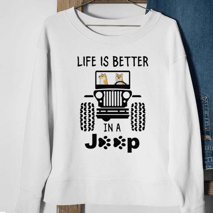 Shiba Inu Life Is Better In A Jeep Sweatshirt Gifts for Old Women