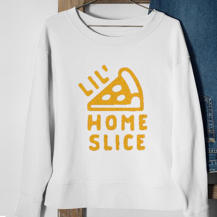 Toddler Lil Home Slice Funny Pizza Pie Younger Sibling Family Sweatshirt Gifts for Old Women