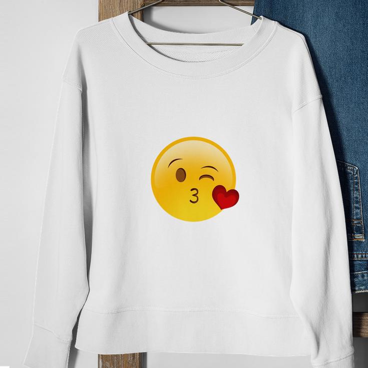 Winky Face Smiley With Heart Kiss Emoji Sweatshirt Gifts for Old Women