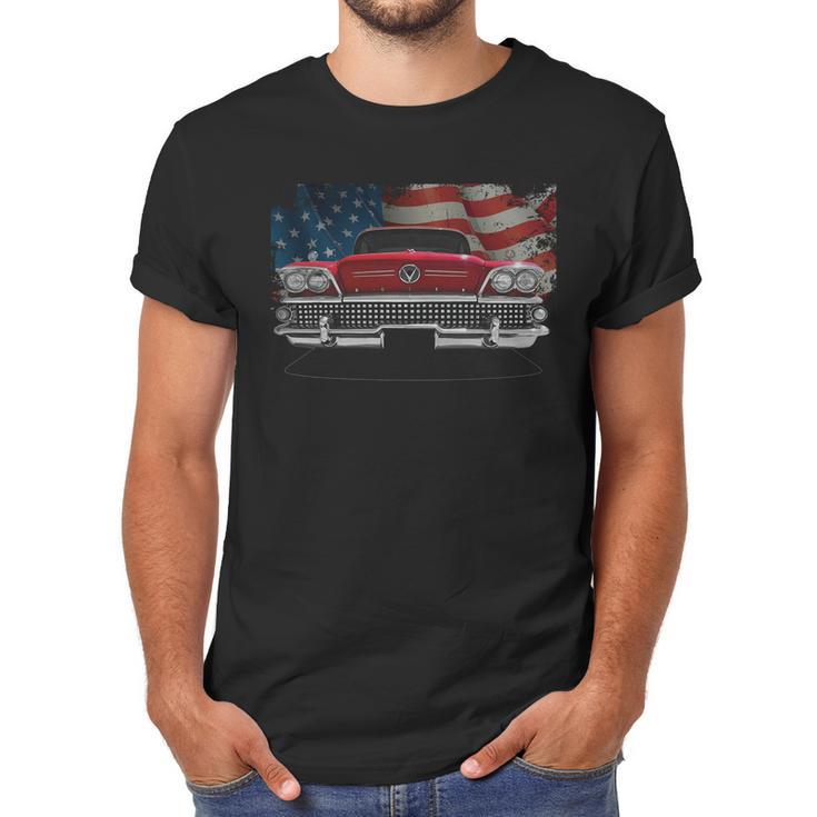 1958 Buick Front Red Us Flag Men T-Shirt