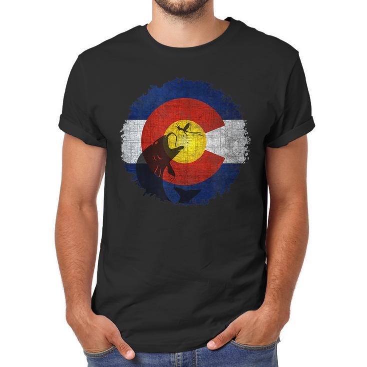 Colorado Flag With Fly Fishing Design Men T-Shirt