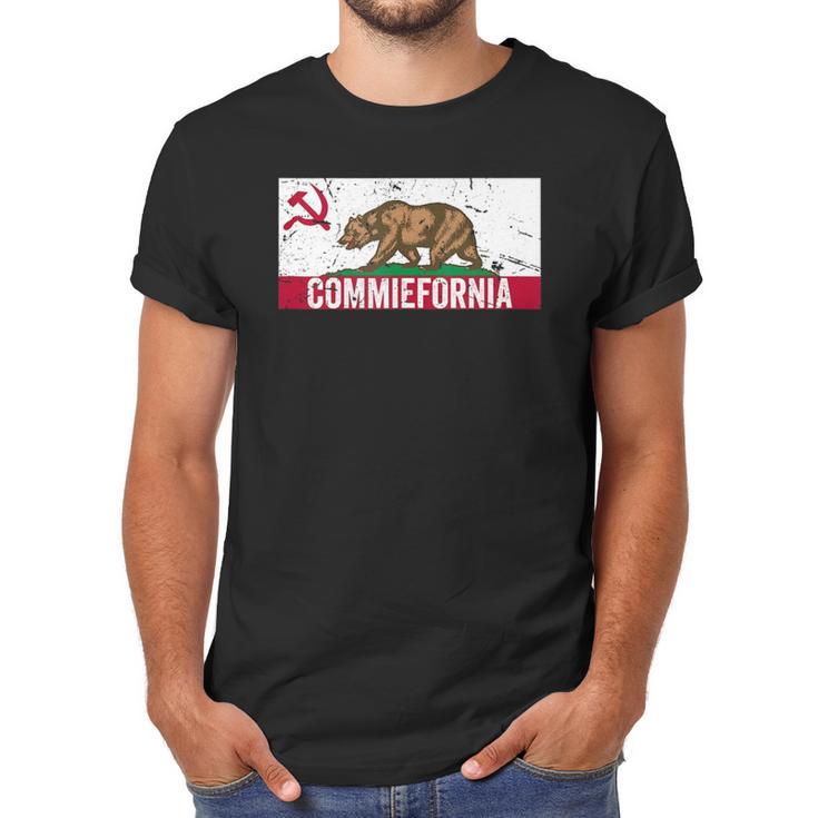 Commiefornia Funny Anti Marxist Communist California Flag Men T-Shirt