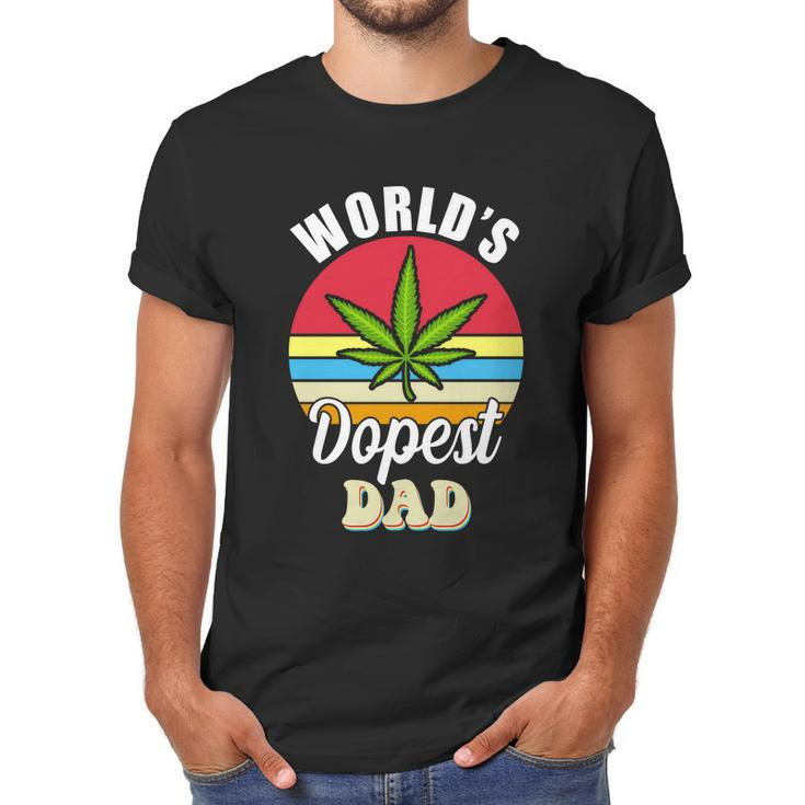 Funny Worlds Dopest Dad Funny Marijuana Retro Men T-Shirt