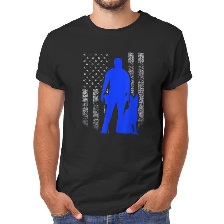 Male K9 Officer Blue Line Flag Men T-Shirt