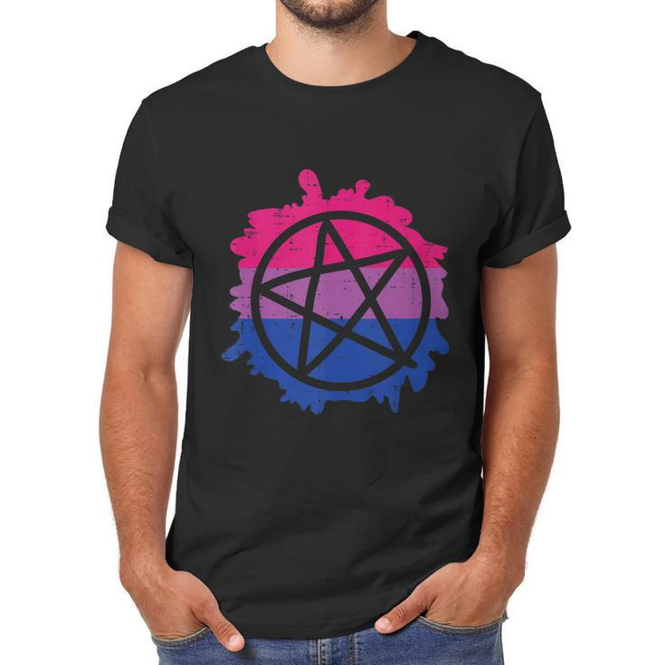 Pentagram Satanic Goth Lgbtq Bisexual Flag Gay Pride Ally Bi Men T-Shirt