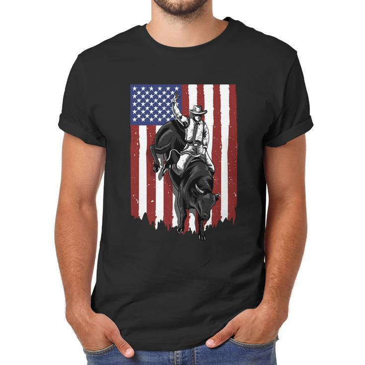 Rodeo Bull Rider Patriotic American Usa Flag For Cowboys Cute Gift Men T-Shirt