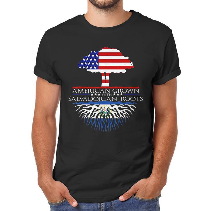 Salvadorian Roots American Grown Us El Salvador Flag Men T-Shirt