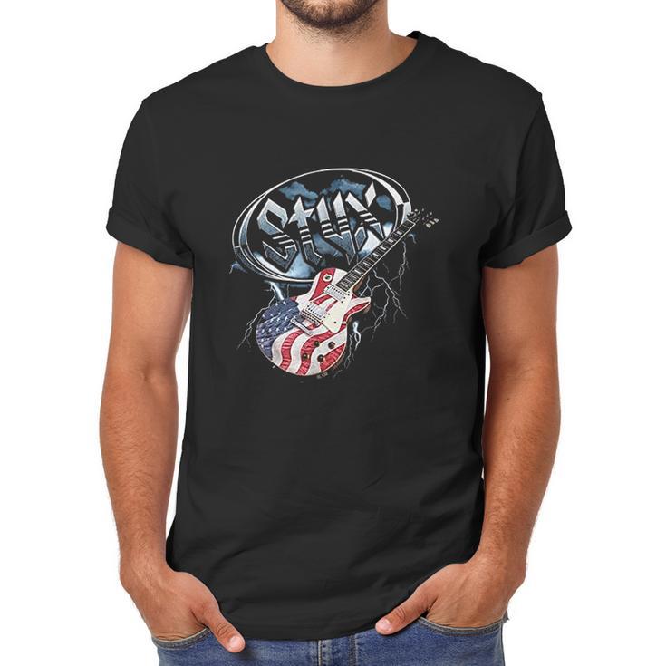 Styx Tall American Flag Guitar Men T-Shirt