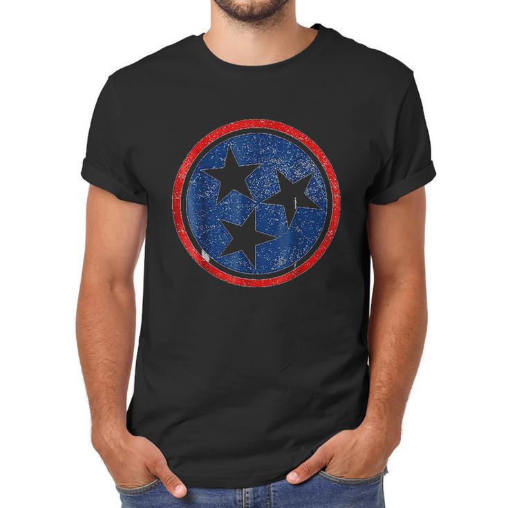 Tennessee Volunteer State  Distressed Tristar Flag Men T-Shirt