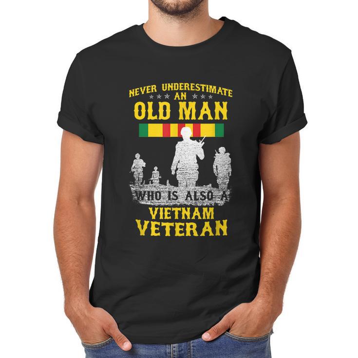 Mens Never Underestimate An Old Man Vietnam Veteran Gift Graphic Design Printed Casual Daily Basic Men T-Shirt