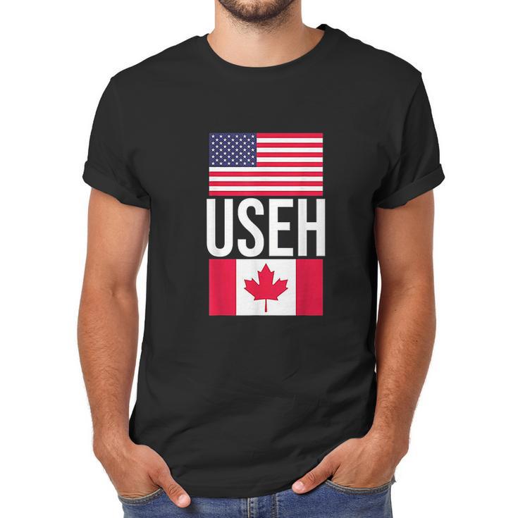 Useh American Pride Us Flag Canadian Flag Gift Canada Men T-Shirt