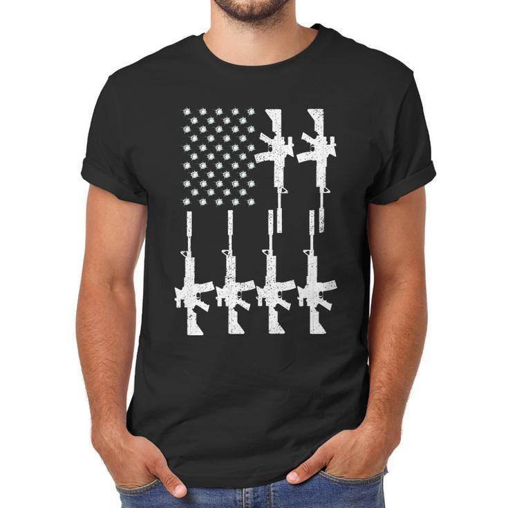 Vintage American Gun Rifle Usa Flag Men T-Shirt