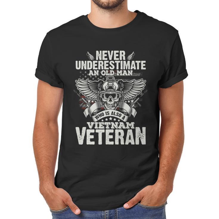 Vintage Us Flag Vietnam Veteran Fathers Day Grandfather Gift Graphic Design Printed Casual Daily Basic Men T-Shirt