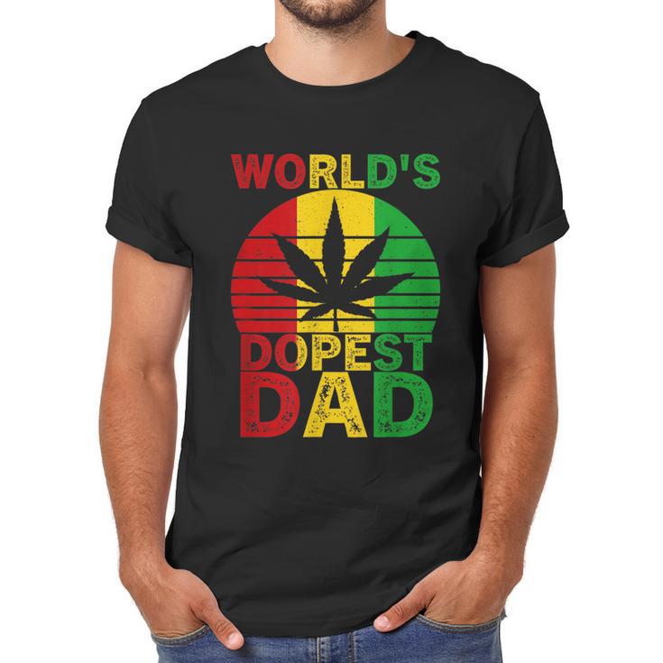 Worlds Dopest Dad Vintage Weed Leaf Cannabis Marijuana Men T-Shirt