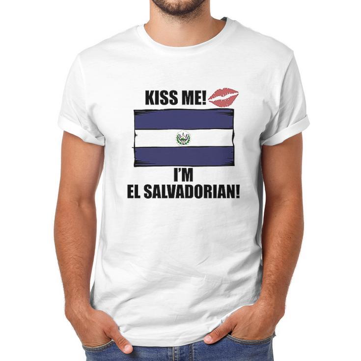 Kiss Me Im El Salvadorian Cute El Salvador Flag Men T-Shirt