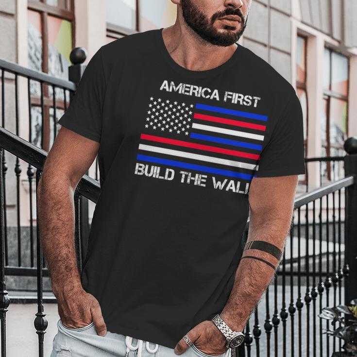 America First Build The Wall Flag Men T-Shirt